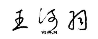 梁錦英王河羽草書個性簽名怎么寫