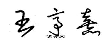 朱錫榮王亭熹草書個性簽名怎么寫