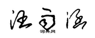 朱錫榮汪雨涵草書個性簽名怎么寫
