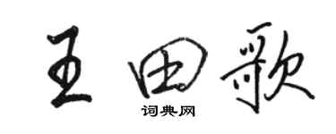 駱恆光王田歌行書個性簽名怎么寫