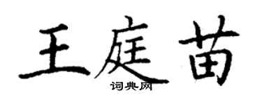 丁謙王庭苗楷書個性簽名怎么寫