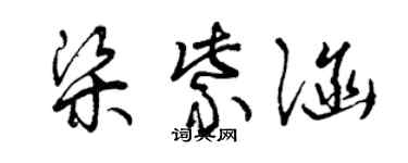 曾慶福梁紫涵草書個性簽名怎么寫