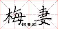 侯登峰梅妻楷書怎么寫