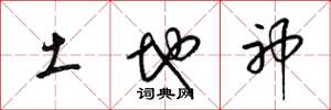 梁錦英土地神草書怎么寫
