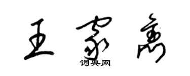 梁錦英王家雋草書個性簽名怎么寫