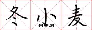 荊霄鵬冬小麥楷書怎么寫