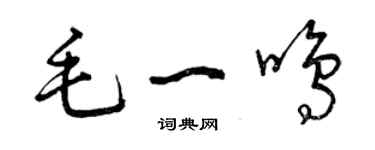 曾慶福毛一鳴草書個性簽名怎么寫