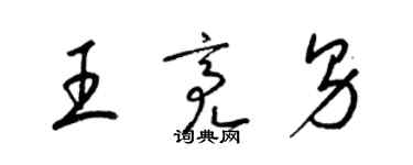 梁錦英王亮男草書個性簽名怎么寫