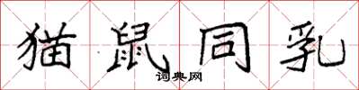袁強貓鼠同乳楷書怎么寫