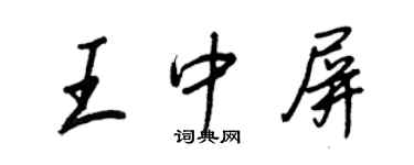 王正良王中屏行書個性簽名怎么寫