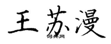 丁謙王蘇漫楷書個性簽名怎么寫