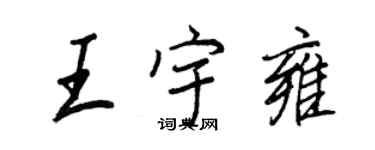 王正良王宇雍行書個性簽名怎么寫