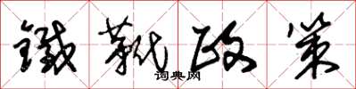 朱錫榮鐵靴政策草書怎么寫