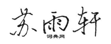 駱恆光蘇雨軒行書個性簽名怎么寫