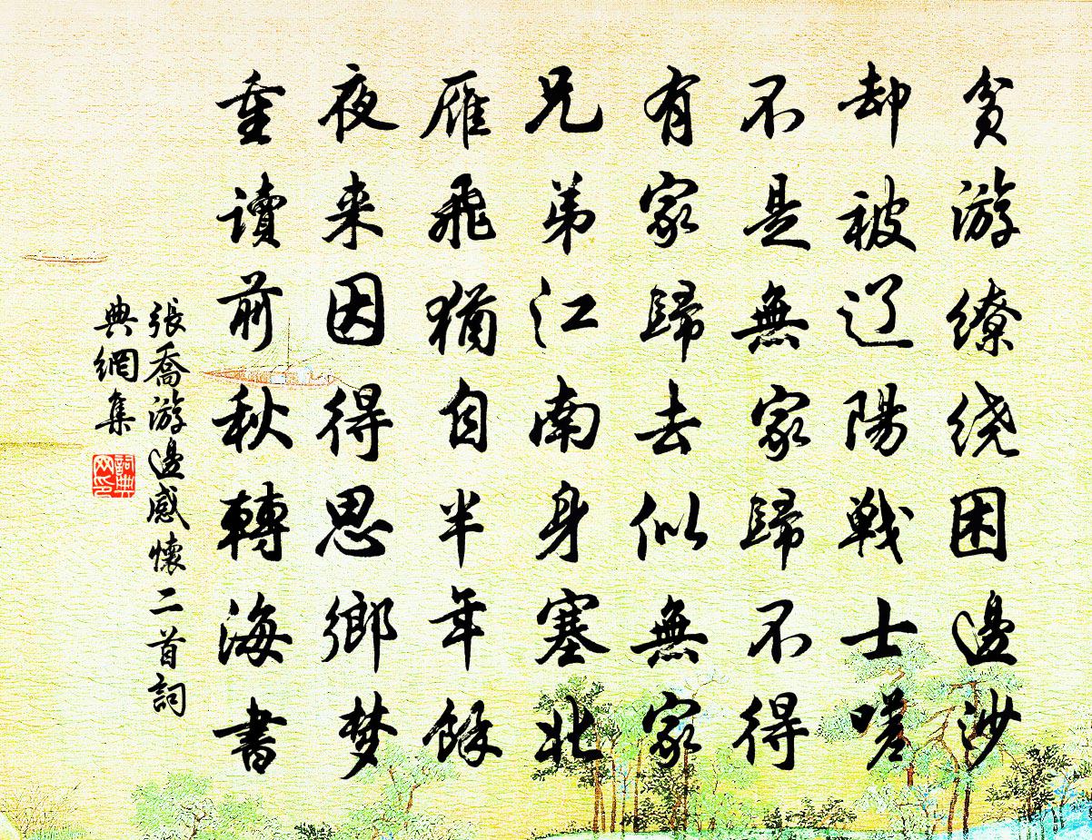 張喬游邊感懷二首書法作品欣賞