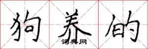 侯登峰狗養的楷書怎么寫