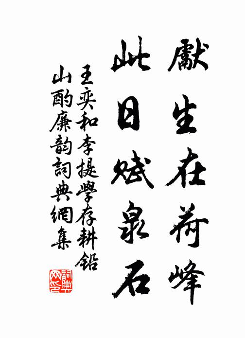 王奕先生在荷峰,此日賦泉石書法作品欣賞