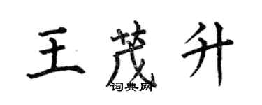 何伯昌王茂升楷書個性簽名怎么寫