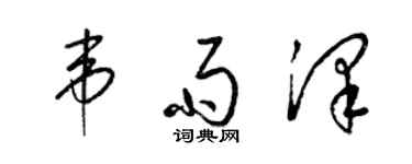 梁錦英韋雨澤草書個性簽名怎么寫