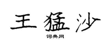 袁強王猛沙楷書個性簽名怎么寫