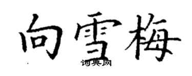 丁謙向雪梅楷書個性簽名怎么寫