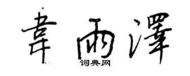 王正良韋雨澤行書個性簽名怎么寫