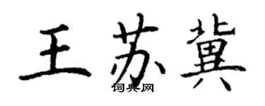丁謙王蘇冀楷書個性簽名怎么寫