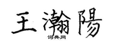 何伯昌王瀚陽楷書個性簽名怎么寫