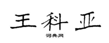 袁強王科亞楷書個性簽名怎么寫