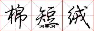 荊霄鵬棉短絨行書怎么寫