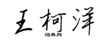 王正良王柯洋行書個性簽名怎么寫