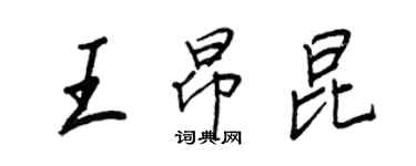 王正良王昂昆行書個性簽名怎么寫