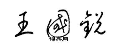 梁錦英王國銳草書個性簽名怎么寫