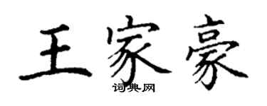 丁謙王家豪楷書個性簽名怎么寫