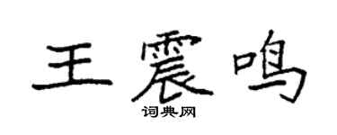 袁強王震鳴楷書個性簽名怎么寫