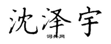 丁謙沈澤宇楷書個性簽名怎么寫
