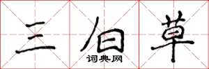 侯登峰三白草楷書怎么寫