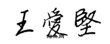 王正良王愛堅行書個性簽名怎么寫