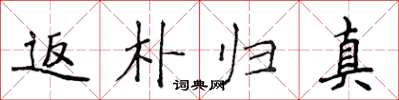 侯登峰返樸歸真楷書怎么寫