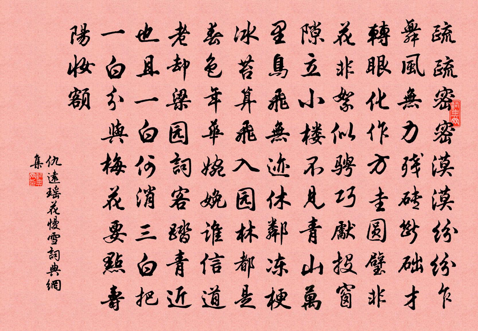 仇遠瑤花慢(雪)書法作品欣賞