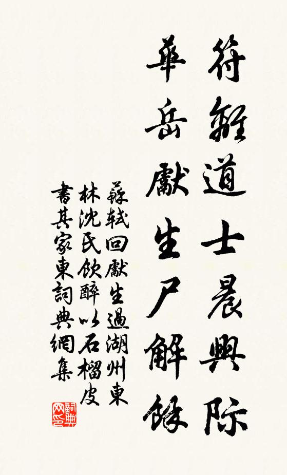 蘇軾符離道士晨興際,華岳先生屍解餘書法作品欣賞