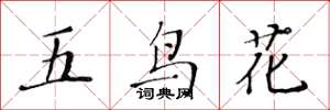 黃華生五鳥花楷書怎么寫