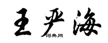 胡問遂王嚴海行書個性簽名怎么寫