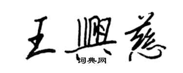 王正良王興慈行書個性簽名怎么寫
