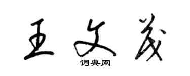 梁錦英王文茂草書個性簽名怎么寫