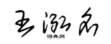 朱錫榮王泓名草書個性簽名怎么寫