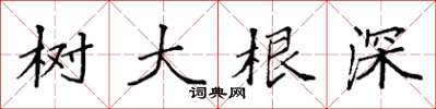 袁強樹大根深楷書怎么寫