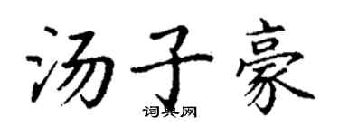 丁謙湯子豪楷書個性簽名怎么寫