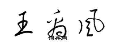 梁錦英王禹風草書個性簽名怎么寫