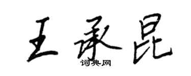 王正良王承昆行書個性簽名怎么寫